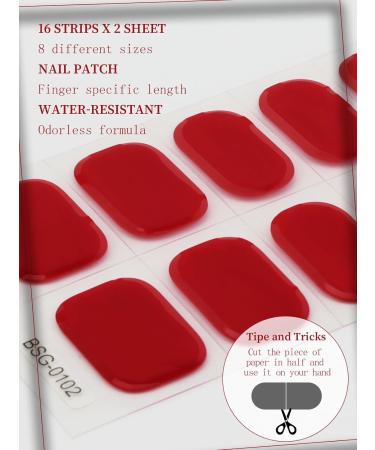 Kalolary 32PCS Red Gel Nail Polish Strips | Waterproof Adhesive Full Wrap Stickers with Nail File and Stick | UV/LED Lamp Required - Buy Online on SooperMarket.com