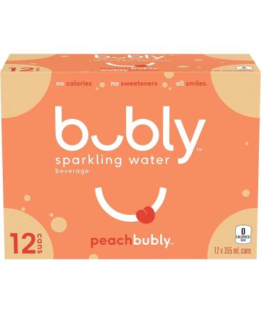 Bubly Sparkling Water peachbubly 355 mL Cans 12 Pack Peach Sparkling Water