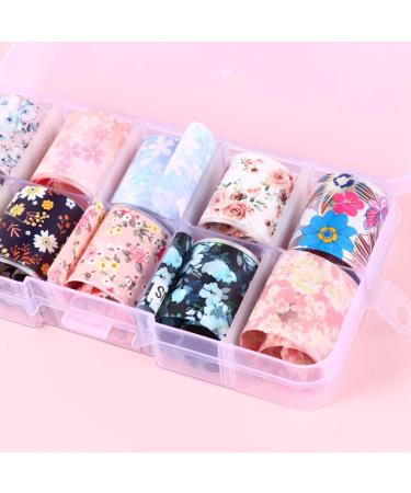 Flower Nail Foil 10 Sheet Vintage Floral Nail Transfers Decal Colorful Manicure Sticker for Wedding Party Holiday (Style F) - Buy Online on SooperMarket.com