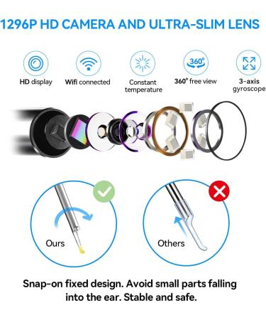 HD Ear Wax Removal Kit with Otoscope Camera for Adults & Kids - Ear Cleaner Tool Set with LED Light and Storage Bag - White - Buy Online on SooperMarket.com