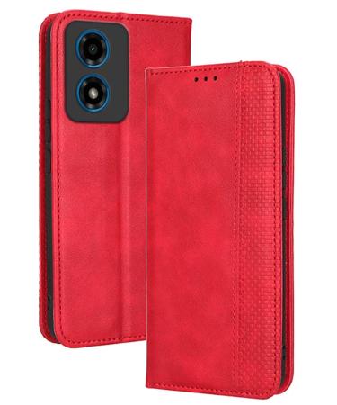 RankOne Flip Leather Case Cover for Motorola Moto G04S / G04 / G24 / G24 Power (6.5" Inches) Red Motorola Moto G04S Red