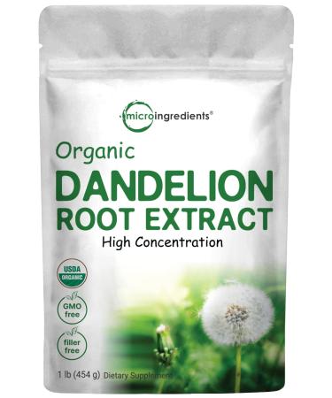 Micro Ingredients Sustainably US Grown  Organic Dandelion Root Tea Powder  Pure Dandelion Supplement  1 Pound (16 Ounce  1 Year Supply)