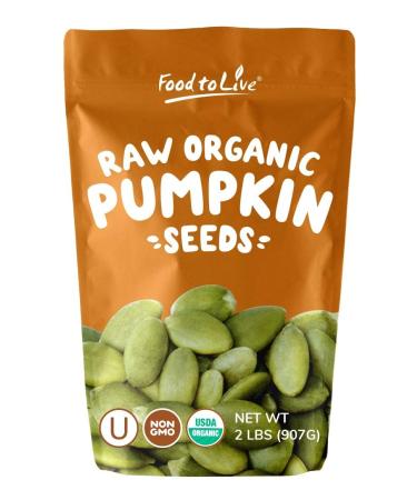 Organic Raw Pepitas, 2 Pounds  Non-GMO, Pumpkin Seed Kernels, Unsalted, No Oil, No Shell, Vegan, Kosher, Bulk. Keto Snack. High in Protein, Essential Fatty Acids. Great for Baking, and as a Topping. Organic 2 Pound (Pack