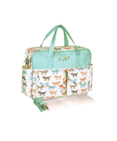 Insular Multifunctional Waterproof Mummy Shoulder Bag Diaper Bag Chic Nappy Changing Bag Tote/Messenger Style Large Light Weight with Changing Mat Adjustable Straps (Green (Fox))