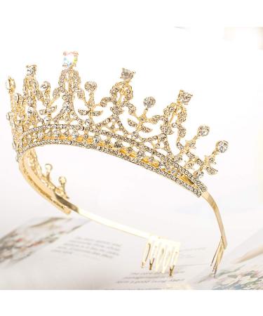 Diamond Rhinestone Crown Tiara for Women and Girls - Gold Princess Bridal Tiara for Wedding, Prom, Birthday - 1 Count - Buy Online on SooperMarket.com