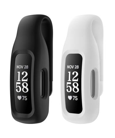 EEweca 2-Pack Clip Case Accessory for Fitbit Inspire 3/Inspire 2, Black+White (not for Inspire, Inspire hr, ace 2)