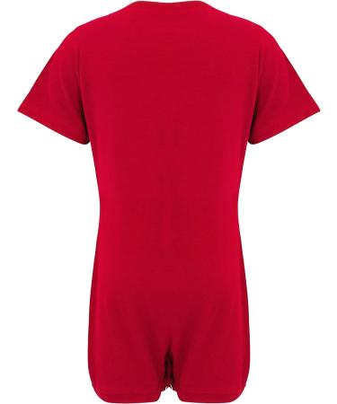 Kaycey Short Sleeve Bodysuit with Snap Buttons | Special Needs Clothing for Kids 5-6 Years | Red SuperSoft Cotton Fabric - Buy Online on SooperMarket.com