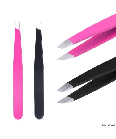 High Precision Tweezers Set - Pluck Eyebrows, Apply Fake Eyelashes, Remove Hair - Pink/Black - Buy Online on SooperMarket.com