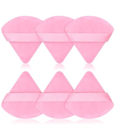 PROUSKY 6 Pieces Dark Pink Triangle Powder Puffs Soft Makeup Velour Puff for Pressed Powder Loose Powder Cotton Mini Powder Puff for Face Cosmetic Foundation Sponge Mineral Powder Dry Makeup 6 Pieces Triangle Dark Pink