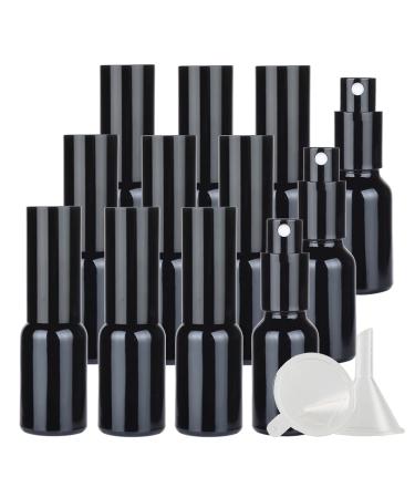 Zeoabsy 24 pieces 15ml black glass spray bottles & 2 pieces funnel 15 ml of empty glass refillable atomizable atomizer.