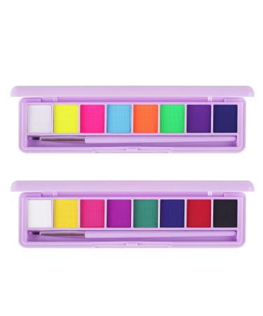 Paminify 2 Packs Water Activated Eyeliner Palette - UV Glow Fluorescent Eye Liner Set, 16 Neon Colors - Graphic Makeup for Black Light Parties - Buy Online on SooperMarket.com