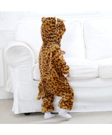 COOKY.D Baby Hooded Rompers | Winter Flannel Jumpsuit Pajamas | 30-36 Months Leopard Print - Buy Online on SooperMarket.com