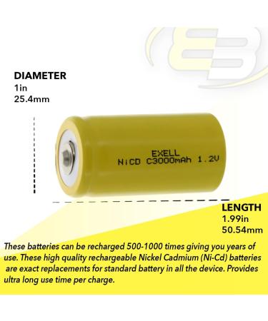 Buy 10x Exell C Size 1.2V 3000mAh NiCD Rechargeable Batteries - Ideal for Toys Tools & More | International Shipping - Buy Online on SooperMarket.com