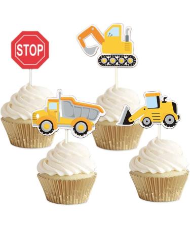 35-Pack Construction Cupcake Toppers Picks for Kids Birthday Party Decorations - Dump Truck, Excavator, Tractor Theme - Buy Online on SooperMarket.com