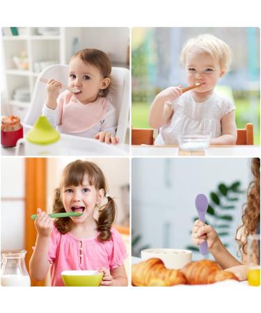 Vicloon Baby Spoons 7 Pcs - Silicone Self-Feeding Weaning Spoons for Kids & Infants - Training Spoon Set for Toddlers - Light Color - Buy Online on SooperMarket.com