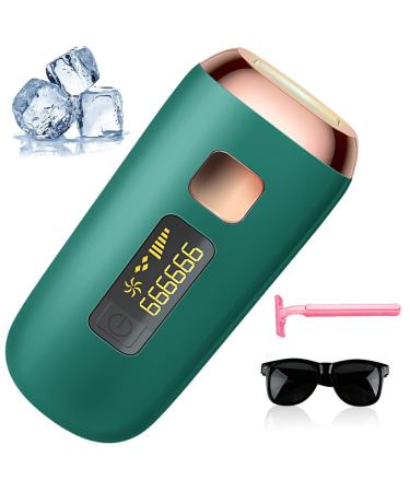 Laser Hair Removal for Women Permanent Painless at-Home IPL Hair Removal Device Upgraded to 999 999 Flashes 5 Level Energy Adjustable & 2 Modes for Beautify Skin Face Body Bikini (Deep Green)