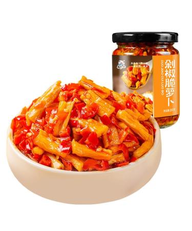 Spicy and crispy radish with chopped peppers Homemade dried radish Ready to eat pickles Chinese pickled vegetable snack gift pack Sichuan spicy vegetables Side dishes (1 can)
