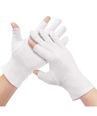 4 Pairs Cotton Moisturizing Gloves Touchscreen 100% White Cotton Gloves for Dry Hands Eczema Sleeping Overnight Lotion & Spa Treatment Moisturizing Night Gloves