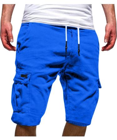 Men's Casual Cargo Shorts - Oversized Multi-Pocket Drawstring Shorts for Summer - Quick Dry, Blue, Size XL - Buy Online on SooperMarket.com