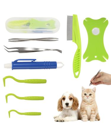 Xin ZHAO Ticking pliers 9 in 1 set with case tick pliers man tick pliers for dogs tick card complete set for removing ticks for human dog children (with storage box)