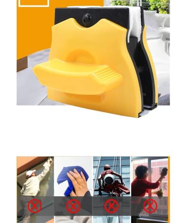 Closer Windows Cleane Tool Magnetic Windows Wiper Household Glass Brush Double Side Windows Cleaning Brush Yellow - Buy Online on SooperMarket.com