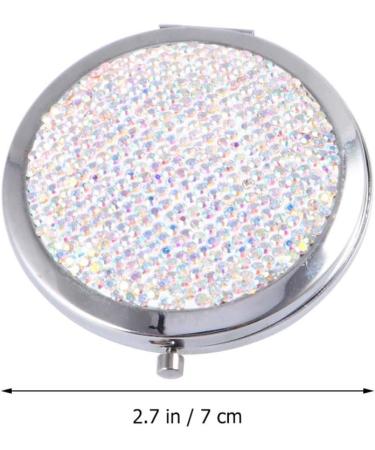 Lurrose Travel Wallet Bling Compact Mirror Round Folding Mirror Double- sided Cosmetic Mirror Portable Pocket Mirror Rhinestone Mirror for Travel and Home Use (Colorful White) Travel Mirror - Buy Online on SooperMarket.com