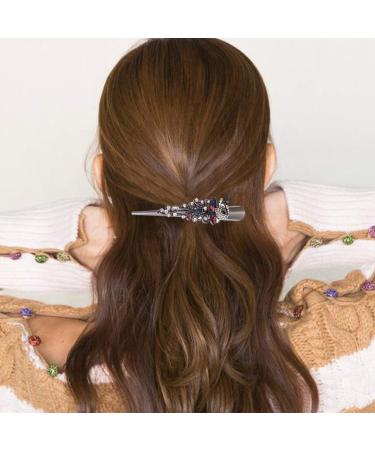 Metal Duckbill Hair Clips 2PC Large Vintage Rhinestone Duckbill Alligator Clips Crystal Teeth Hair Barrettes Duckbill Hairpins for Women Girls (Colorful+ ) - Buy Online on SooperMarket.com
