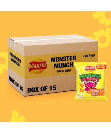 Walkers Monster Munch Roast Beef Snacks Crisps Case of 15x72g