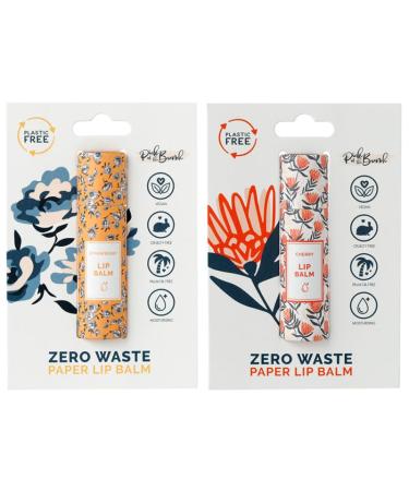 Puckator Peony & Protea Pick of the Bunch Paper Stick Lip Balm - Strawberry & Cherry - Lip Care Stick Balms Chapstick Holiday Essentials For Women Family - Lipbalm Moisturiser Exfoliator Cream