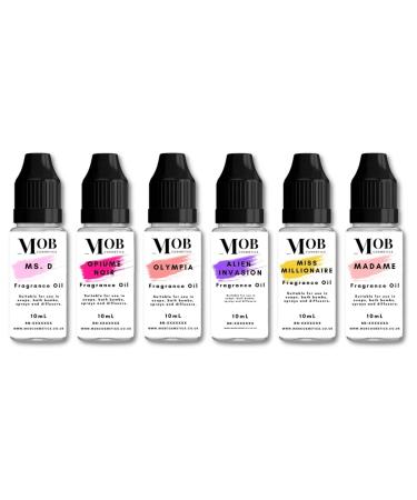 6 x 10mL Designer Fragrance Oils Highly Concentrated Suitable for Soaps Bath Bombs Reed diffusers lotions Sprays Salts 10 ml (Pack of 6)