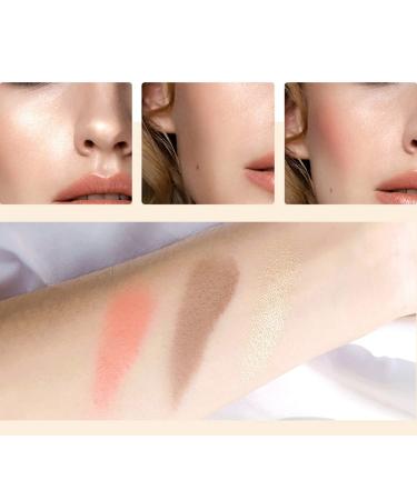 Go Ho 3-In-1 Contour Highlighter Blush Palette - Silky Smooth Pressed Powder for Face Sculpting and Daily Makeup - Buy Online on SooperMarket.com