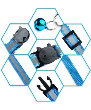 Hepplly 2-Pack Reflective Cat Collars with Bell - Quick Release Kitten Collars (Light Blue) - International Shipping Available - Buy Online on SooperMarket.com