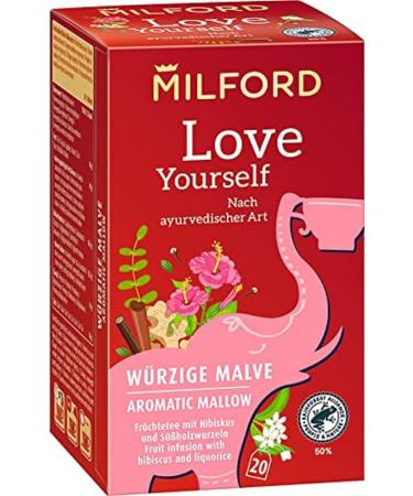 Milford Love Yourself | Spicy mallow | Fruit tea with hibiscus and liquorice roots | Ayurvedic style | 20 tea bags