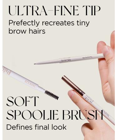 EQUMAL Live Brow Micro Pencil - Ultra Fine 1mm Tip for Natural-Looking Brows | Sweatproof Eyebrow Makeup with Spoolie Brush in Deep Auburn - Buy Online on SooperMarket.com