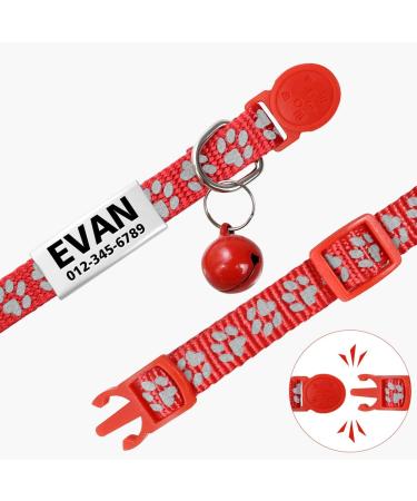 Tagme Cat Collar 2 Pack - Custom Name & Phone Number Safety Clasp & Bell Standard Size 18-31cm Red - International Shipping Available - Buy Online on SooperMarket.com