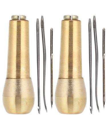 2 Set Canvas Leather Sewing Awl Needle with Copper Handle Hand Stitcher Taper Leather Craft Needle Kit Shoe Repair Tool for DIY Sewing Repairing