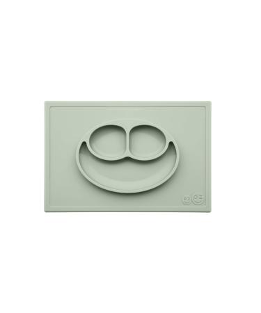 ezpz Happy Mat (Sage) - 100% Silicone Suction Plate with Built-in Placemat for Toddlers + Preschoolers - Divided Plate - Dishwasher Safe