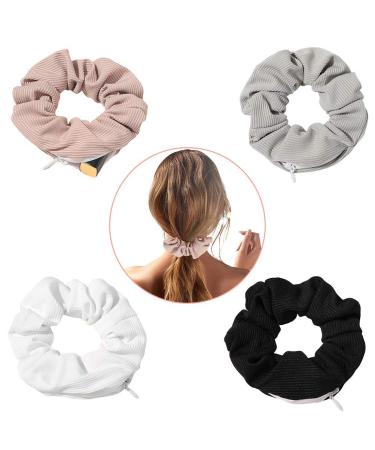 Rapoyo 4-Piece Colorful Hair Ties with Zipper Bag | Stylish Scrunchies & Elastic Hair Bands for Women & Girls - Perfect Ponytail Accessories - Buy Online on SooperMarket.com