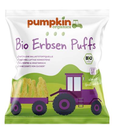 Pumpkin Organics Organic Pea Puffs for children and babies from 12 months pack of 24 (24x20g)