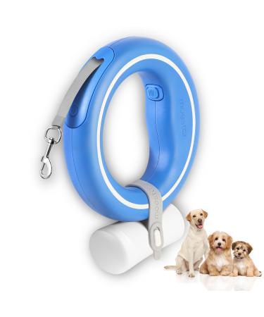moestar UFO Retractable Dog Lead 360 Tangle Hands Free Extendable Dog Lead with Poop Bag Holder 3m/10ft Nylon Retractable Puppy Lead Dog Leash for Medium Small Dogs Up to 66lbs (Blue)