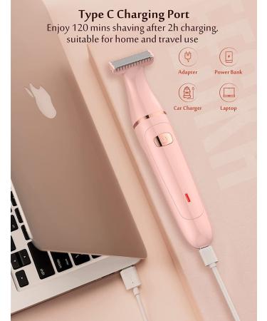 EESKA 3-in-1 Electric Razor for Women - Painless Bikini Trimmer & Body Hair Removal - IPX7 Waterproof - Wet & Dry Use - Type C USB Recharge - Pink - Buy Online on SooperMarket.com