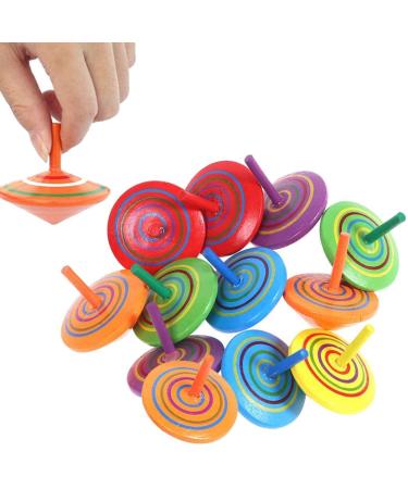 Annhao 30 pieces of wooden circle for children wooden wooden wooden kit toy toy gyroscope with the children's birthday guest gift party bag filler for 3-7 years old children (random color)