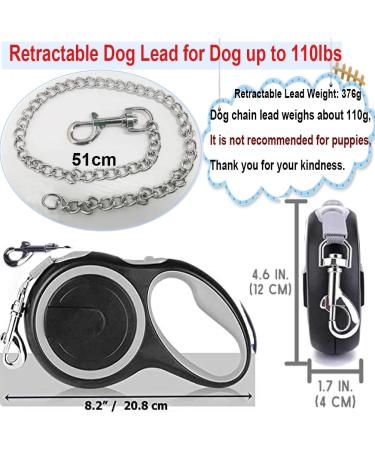 Etechydra Dog Retractable Leash 5m/16ft Gray - Heavy Duty Nylon Tape Leash with Anti-Bite Steel Chain for Medium Large Dogs - Buy Online on SooperMarket.com