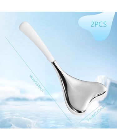 1 Pair Ice Globes Face Massager | Stainless Steel V-Shaped Gua Sha | Cooling Spa Beauty Tools for Women - Ultimate Skin Care - Buy Online on SooperMarket.com