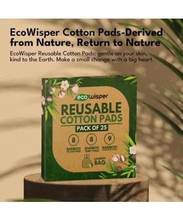 Reusable Makeup Remover Pads 25 PCS Bamboo Wipes - Reusable Cotton Pads with Washable Laundry Bag - Zero Waste Cotton Wool Pads - Eco Friendly Gifts - Soft & Gentle Makeup Wipes For All Skin Types - Buy Online on SooperMarket.com
