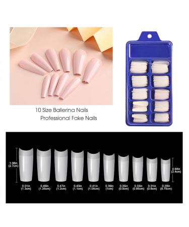 Buy Nude Pink Matte Fake Coffin Press-On Nails for Women & Girls - DIY Nail Art Tips Unity Size #11 - Buy Online on SooperMarket.com