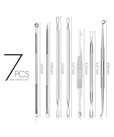 7PC Blackhead Remover Set - Premium Comedone Squeezer Tools for Acne Treatment with Stylish Leather Pouch - Buy Online on SooperMarket.com
