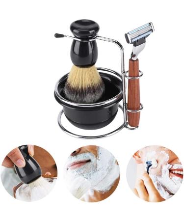 HERCHR 4-Piece Shaving Set | Manual Razor Stainless Steel Stand Brush & Bowl | Premium Men's Grooming Essentials - Buy Online on SooperMarket.com