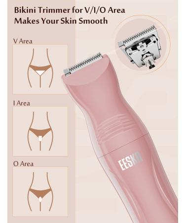 EESKA 3 in 1 Bikini Trimmer for Women - Cordless Electric Lady Razor for Legs, Arms, and Bikini - IPX7 Waterproof - Wet & Dry Use - Painless Hair Removal - Pink - Buy Online on SooperMarket.com