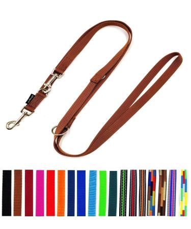 Dog leash double leash adjustable 2m / 2.40m / 2.80m / 3.50m / 5m large dogs 20mm/25mm (Brown 20mm 5m) Brown 20mm 5m
